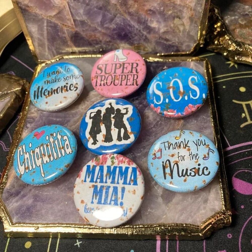 Seven Mamma Mia! movie buttons